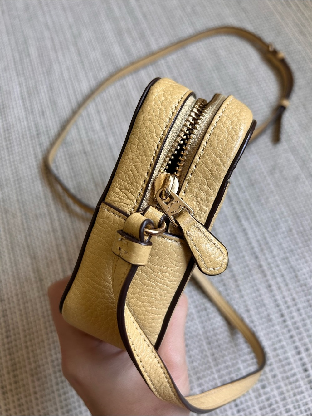 COACH Yellow Pebbled Leather Crossbody with Princess Belle - Picture 9 of 11